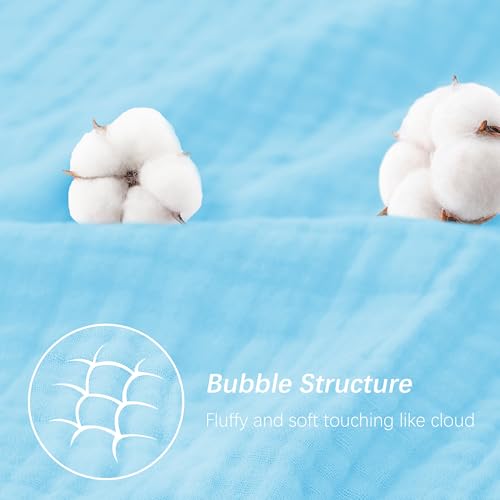 Image of SWEET DOLPHIN Muslin Hooded Baby Bath Towels - 2 Pack 100% Cotton Towel for Babies, Infants, Toddlers - 32x32Inch - Highly Absorbent and Newborn Essential, Blue