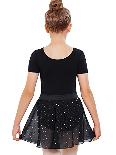 Stelle Girls Ballet Dance Chiffon Wrap Sparkle Skirt(4-6 Years, Black Shiny Sparkle Skirt(Pull On)) #TOP2