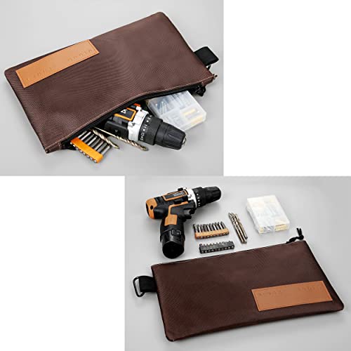 Vidar Tools Small Tool Bag,Tool Pouch With Zipper,Multipurpose Storage Pouch With Nylon Zipper For Tools.1680D Ballistic Nylon,Gadgets, Cosmetics, Stationary.  (Brown) #TOP3