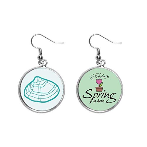 Pendientes de Vieira Verde de la vida marina y motivos de primavera