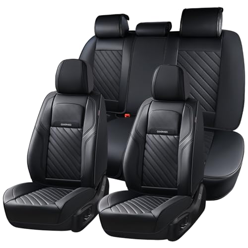 Image of Coverado Car Seat Covers Full Set 5 Pieces, Luxury Nappa Leather Seat Covers Universal Fit Waterproof Non-Slip Breathable Front & Back Automotive Seat Protectors for Cars, SUVs, Trucks