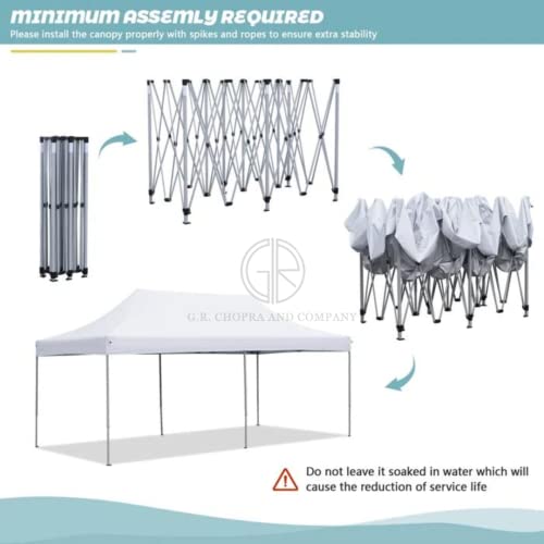 Image of 10x20ft / 3x6m Pop up Outdoor Canopy Tent | Portable Shade Instant Folding Gazebo Tent | Heavy Duty Gazebo Canopy Shelter 2 Mins Installation | 40Kgs