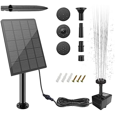 Fuente Solar Jardin Cascada, Fuentes De Jardines Exteriores Solares, Bomba De Agua Solar para Fuente, Fuente Solar para Estanque Bateria, DIY Fuente Jardin Exterior Solar Bebedero Pajaros Decorativas Cover