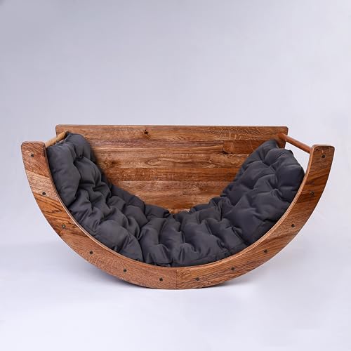 Image of Kids Rocking Bed | Arc Climber | Semi Round Table | Child Safe | Smooth Edges | Multiprpose (Non-Foldable with Mattress, Walnut)