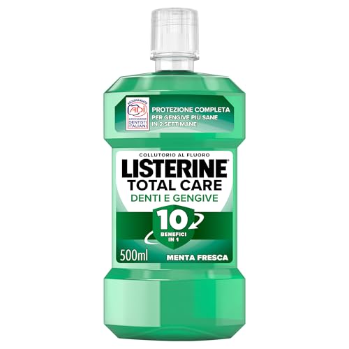 LISTERINE Total Care Denti e Gengive, Collutorio al gusto di Menta Fresca, Collutorio al Fluoro con...