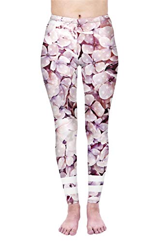 kukubird Printed Patterns Women's Yoga Leggings Gym Fitness Running Pilates Tights Skinny Pants Size 6-10 Stretchable-Polkadot Bloom Cover