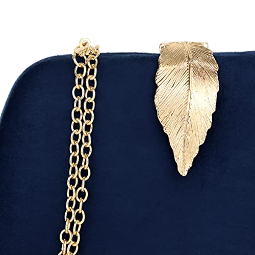Milisente Clutch Purses For Women, Solid Soft Suede Evening Clutch Bag Shoulder Bag With Metallic Leaves Clasp(Navy Blue) #TOP3