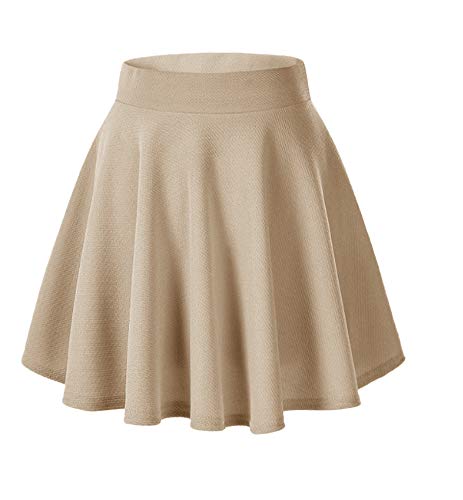 Afibi Casual Mini Stretch Waist Flared Plain Pleated Skater Skirt