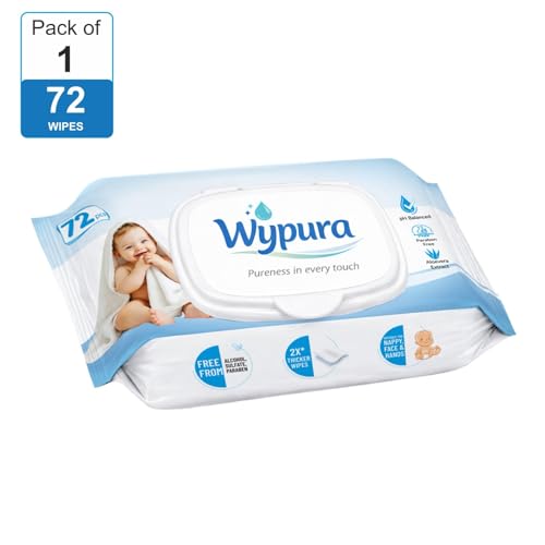 Image of Paraben Free Baby Wet Wipes with Lid | 72 Wipes | Extra Thick Soft Cleansing Wipes | Aloe Vera and Vitamin E | Gentle, pH Balanced, Rash Protection (Pack of 1)