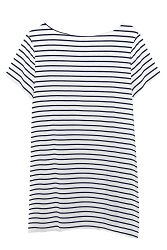 Wooxio Women's Maternity Shirts Short Sleeve Split Hem Pregnancy Tops Clothes Medium,White Navy Stripe #TOP2
