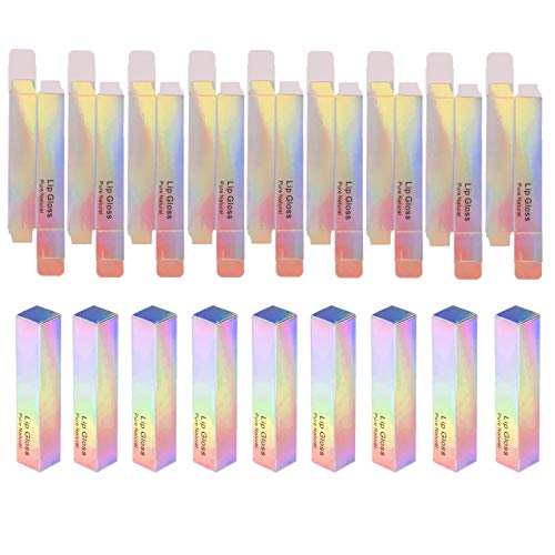 ONNPNN 50 Pieces Empty Lip Gloss Boxes, Laser Color Holographic Lipstick Wrapping Box, DIY Handmade Shiny Packaging Container Gift Case for Lipgloss Perfume Essential Oil Bottle, 4.2 x 0.9 x 0.9 Inch
