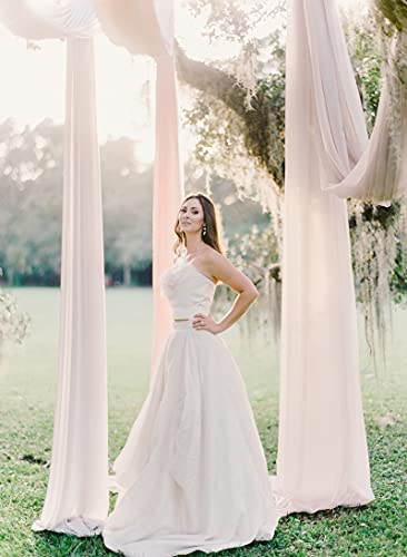 Wedding Arch Draping Fabric 6 Yards White Chiffon Fabric Drapery for Party 2 Panels Ceremony Stage Reception Decoration Sheer Backdrop Curtains