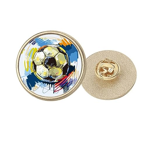 Broche football en métal doré peint M au design artistique soigné