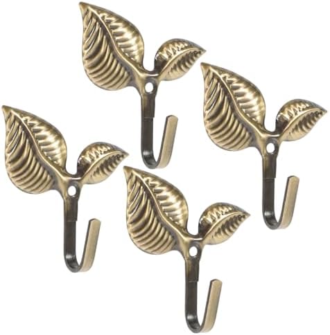 Ciieeo Retro Leaf Wall Coat Hook 4pcs Iron Xmas Decorative Hanging image 3