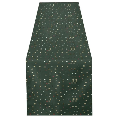 Camino de mesa de Navidad verde para decoración de mesa de comedor, camino de mesa de Navidad, 108 pulgadas de largo