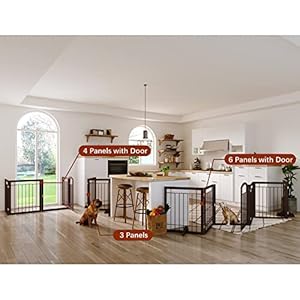 Jsb144inchextrawide30inchtalldoggatewithdoorwalkthroughfreestandingpetgateforhallsstairshomepetpuppysafetydogfencewith2pcssupportfeetespresso Cucciolini Doodles cucciolini doodles