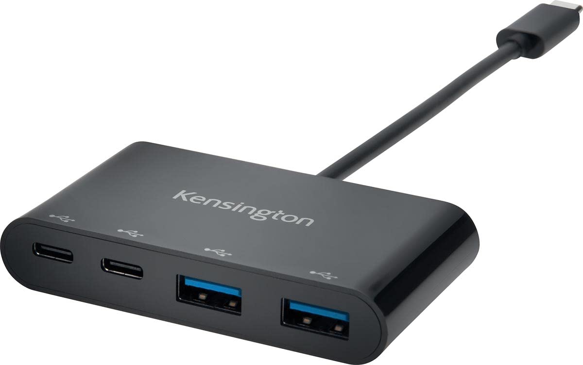 Kensington USB-C 4-Port Hub, Transfer speeds up to 5Gbps - Plug and Play Installation, Dell, Windows, MacBook USB Adaptor
