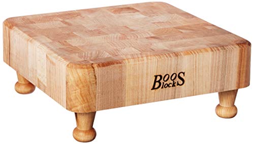 John Boos Block MPL121203S-MTBF Raised Maple Wood Square End Grain Chopping Block with Tapered Feet 12 Inches x 12 Inches x 3 Inches