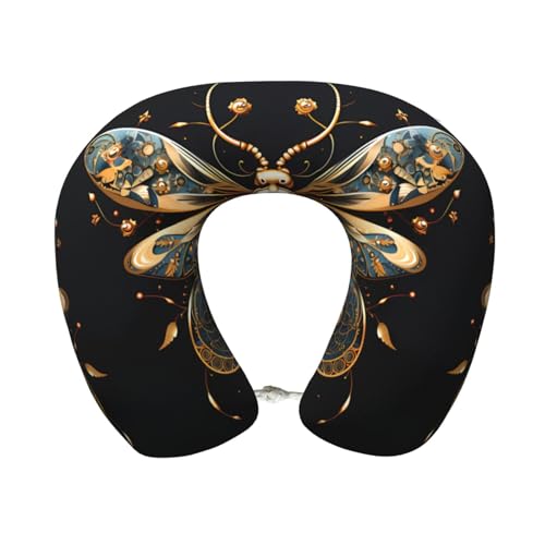 Almohada de viaje viscoelástica forma U lavable negra miniatura 1