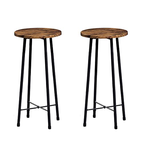 Vecelo 24" Round Barstools, Modern Bar Stools Counter Height, Bistro Seats With Wood Surface, Simple Chairs For Living Room Dining Room, Breakfast Dinner Nap Conference, Rustic Brown #TOP22