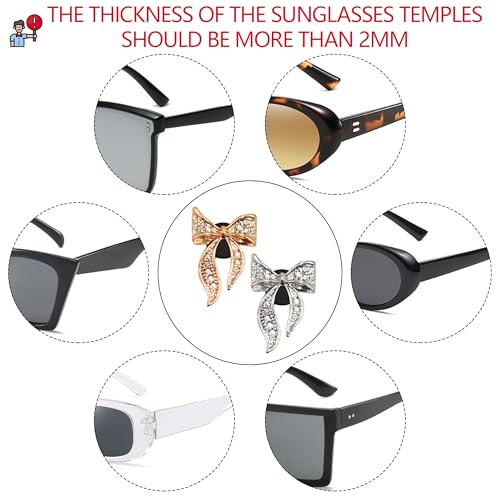 4pcs Bow Ties Charms for Sunglasses, Glass Charm, Glass Decoraiton Charms, Fashionable and Trendy Accessories Make a Great Gifts for Womens and Girls.3