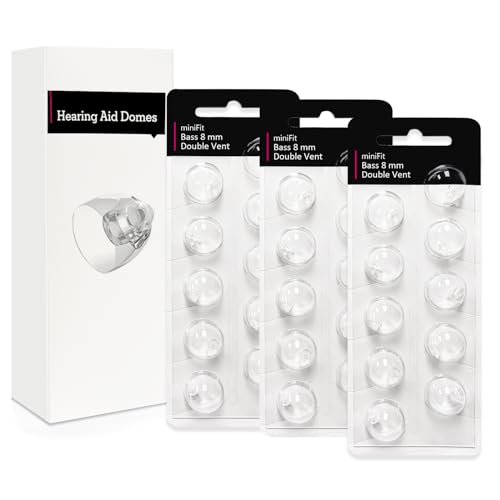 Double Vent 8mm-Hearing Aid Domes for Oticon Minifit Oticon Hearing Aid Supplies Replacements Parts Accessories Universal Oticon Domes for Hearing Aids Cleaning Kits (30 Pcs)