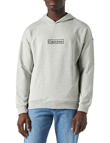 Calvin Klein Herren L/S Hoodie Pyjamaoberteil, Grey Heather, S