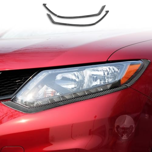 日産 エクストレイル T32系 2013~2021に対応 カーライトアイブロウカバートリム ガーニッシュ カーボンファイバー製 フロントヘッドライト眉飾りカバー 外装パーツ カスタム アクセサリー カー用品 (A. カーボン調)