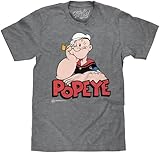 Tee Luv Men's Retro Popeye Cartoon Character Shirt, Graphite Heather, XL