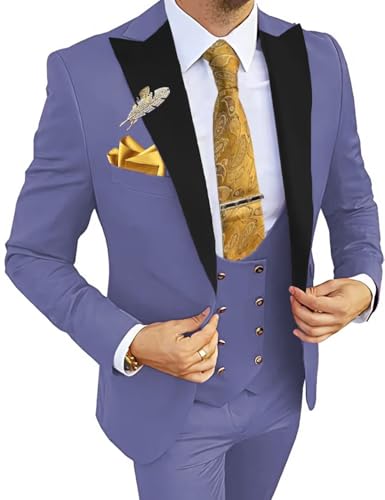 Tuxedo for Men Slim Fit One Button Tuxedo Blazer Vest Pants for Wedding Prom Dinner Party4