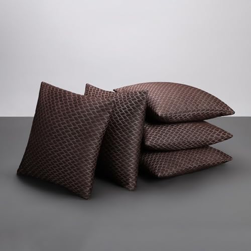 Image of LA VERNE Luxury Premium Cloth Microfibre Blown Technology Filled Cushion Filler Pack of 5 (16 inchX16 inch) (Dark Brown)