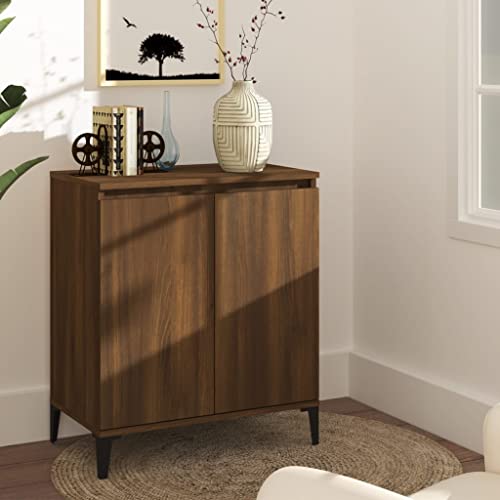 WIFESE Aparador marrón efecto roble 60 x 35 x 70 cm de material de madera armario de cocina armario de cocina cómoda pasillo aparador dormitorio armario bajo cocina armario estrecho armario