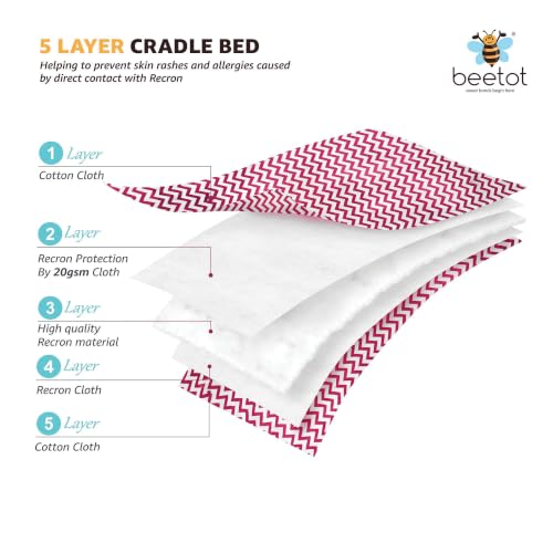 Image of Premium Swing Cradle Set | Hanging Swing Cradle, Removable 5-Layer Padded Bed & Mosquito Net | Up to 15 kg | Red Stripes