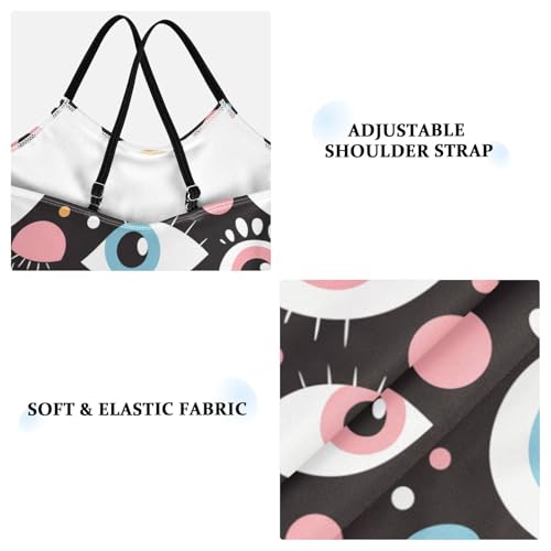 KLL Black and White Evil Eyes Girl 1 Piece Swimsuit Summer Swimming Suits Adjustable Shoulder Strap Quick Dry3