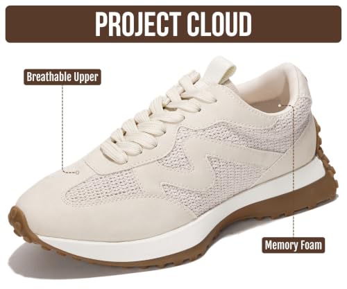 Image of Project Cloud Trendy Fashion Sneakers for Women 2026 - Memory Foam and Non-Slip Comfortable Casual Ladies Shoes for Womens Fashion Sneakers - Lightweight Lace-up Shoes (Lecco)