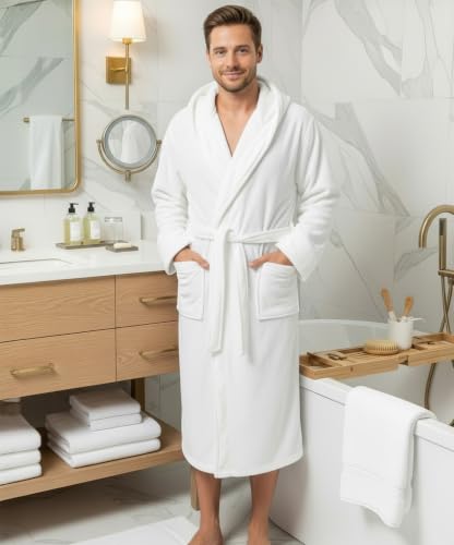 Image of NY Threads Mens Hooded Robe - Plush Long Bathrobes for Men