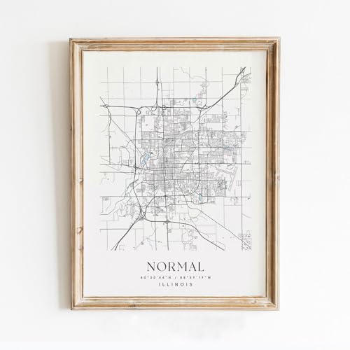 B&W Poster of Normal Illinois Il City | 11x17 12x18 16x24 24x36 Unframed Modern Print Wall Art | Minimalism Hometown City Traveler Gift | Minimalist Home Office Decor 7