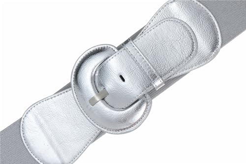 Women's Wide Stretchy Cinch Belt Vintage Chunky Buckle Elastic Belts for Dress4