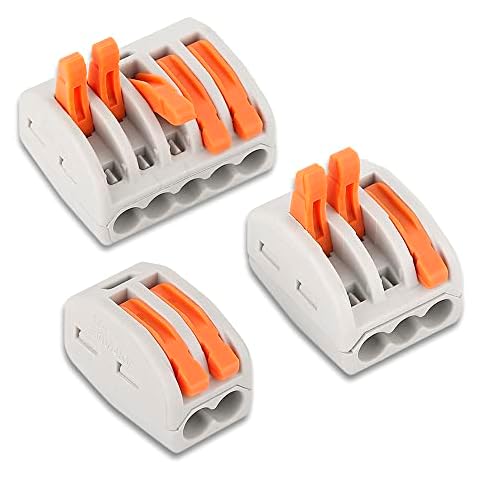 60 PCS Compact Lever-Nut Wire Connectors, Quick Terminal Block Cable Connector 2/3/5 Port Cover