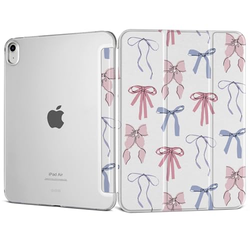 DONGKE for iPad Air 11-inch M4 2026 M3 2025 M2 2024, iPad Air 5th 2022 / 4th Gen 2020 10.9-inch, Slim Foldable Stand Hard PC Translucent Back Shell Smart Cover - [Auto Wake/Sleep] - Colorful Bow by DONGKE - Used condition - US$8.28