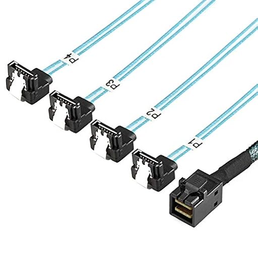 YIWENTEC - Cable de Disco Duro Interno HD Mini SAS (SFF-8643 Host) a 4X SATA (Target) 8643 SATA 90 Degree 0.5M | Ya disponible en tu tienda friki favorita! En mundofriki.es!
