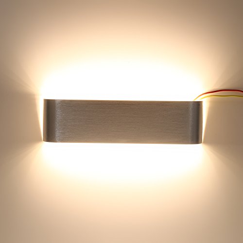 Moderna lámpara de pared LED de 12 W/18 W, 2700 K-6500 K, lámpara de pared interior de yeso de arriba a abajo, para dormitorio, pasillo, escaleras, cuarto de baño (12 W, 30 cm, blanco cálido)