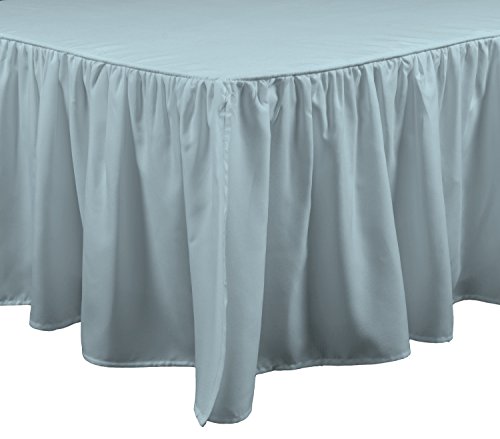 Brielle Essentials Bedskirt, Queen, Light Blue-Seafoam
