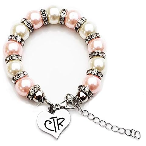 LDS Baptism Gift, CTR Charm Bracelet, Pink and White Faux Pearls with Crystals, Choose The Right Gifts for Girls, Presents From Grandma, Mom, Aunt, Uncle, Granddaughter Daughter Present, Baptize Birthday Communion Jewelry Cover