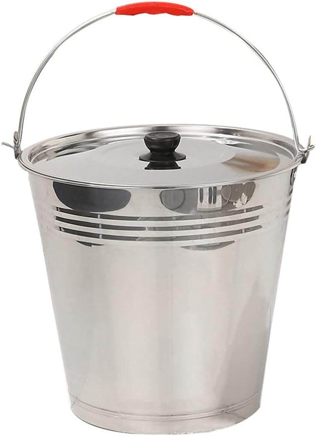 DOITOOL Milking Pail Stainless Steel Milk Bucket with Lid, 8. 65“ x7. 07”Metal Milk