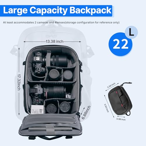 UURig ULANZI BP09 Traker Camera Backpack • 22L • Versatile Camera Travel Bag • Quick Access • Well Organized Professional Photography Storage • Shoulder Backpack • for Sony/Nikon DSLR Cameras