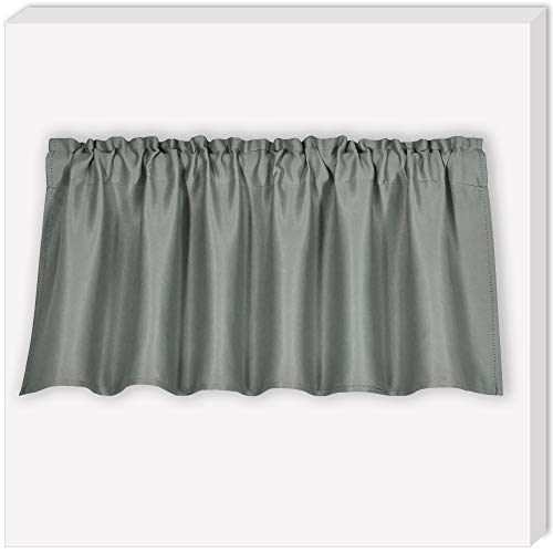 Huto Energy Efficient Durability Window Valance For Bedroom Room Darkening Rod Pocket Topper Curtains 18 Inch Valance,Light Gray,1 Panel,52Wx18L #TOP6