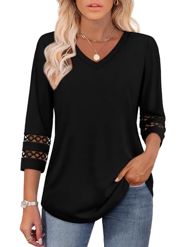 XIEERDUO 3/4 Length Sleeve Womens Tops Dressy Casual Blouses for Women 2025 Trendy V Neck T Shirts Summer Clothes2