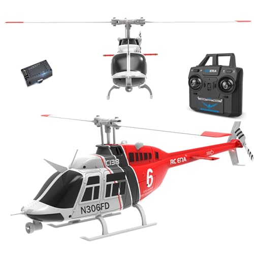 Image of C138 206 Remote Controlled Helicopter Aircraft Plane Drone RC Heli Aileronless 6CH 6-Axis Gyroscope Altitude Air Pressure Hold & Optical Flow Position for Adults Beginners (Red 1Battery)