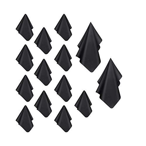 Premium Microfiber Cleaning Cloth - Extra Soft Suede Like Lint Free Cloths for Eyeglasses & Glass, Compatible with iPad, iPhone, Phone, Tablet, MacBook, Screen, Camera Lens (12 Small - 2 Large, Black)